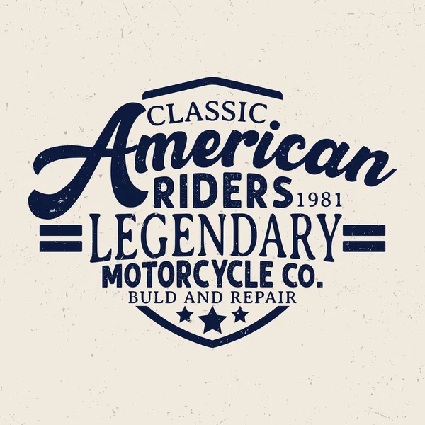 Classic American Riders Motocicleta Legendaria Diseño Camiseta Motocicleta — Archivo Imágenes Vectoriales