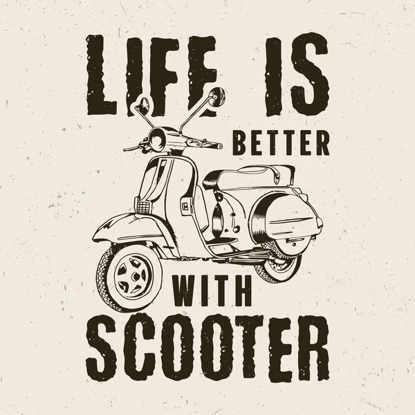 Vida Melhor Com Scooter Design Shirt Scooter — Vetor de Stock