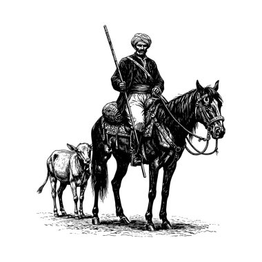 Tarihsel Güney Asyalı At Sırtı Çizimi Adamı