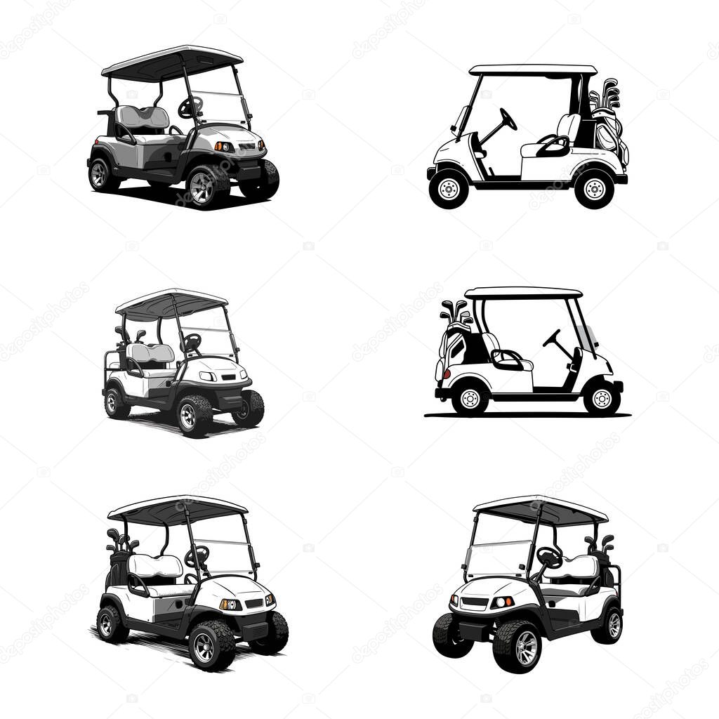 Golf Cart and Golf Buggy Graphic Illustration Set