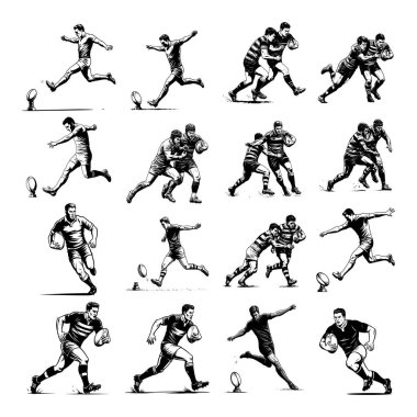 Rugby Oyuncu Eylem Konumları - Tekmeleme ve Yakalama Çizimi