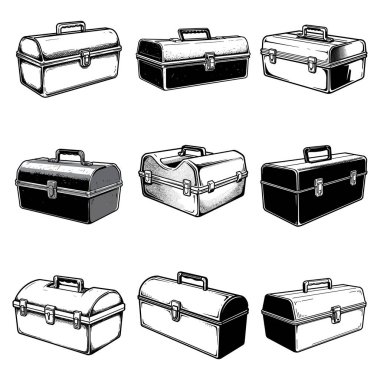 Klasik Metal Kubbe Üstü Araç Kutusu Çizim Çizim Seti