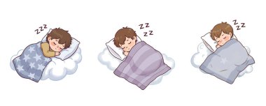 Tatlı Çizgi film Çocuğu Bulutta Uyuyor Tatlı Rüyalar Karakter Seti