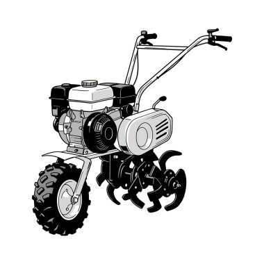 Power Tiller Tarım Makinesi - Vektör Simgesi İllüstrasyonu