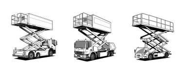 Havaalanı Yükleme Yükleyicisi - Yemek ve Kargo Kamyonu Resimleri Seti