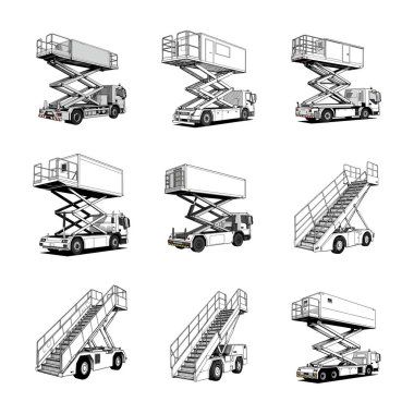 Havalimanı Yer Destek Ekipmanı - Catering Truck & Yolcu Merdiveni Ayarlandı