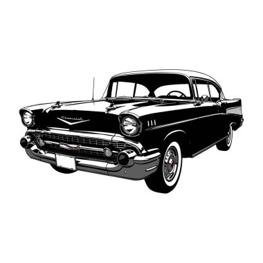 Klasik 1957 Chevy Bel Air - Klasik Amerikan Araba Çizimi
