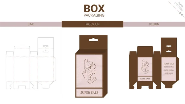 Kartong Förpackning Och Mockup Die Cut Mall — Stock vektor