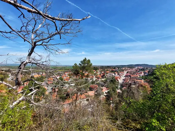 Uitzicht Duitse Stad Langenstein Het Harz Gebergte — Stockfoto