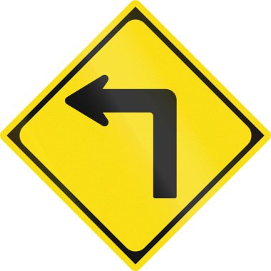 Japonca yol işareti - sola keskin dönüş.
