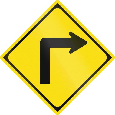 Japonca yol işareti - sağa keskin dönüş.