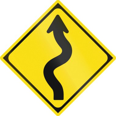 Japonya 'da yol işareti - Çoklu kıvrımlar.