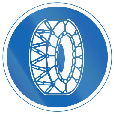 Japon yol işareti - Kar Zinciri Zorunlu.