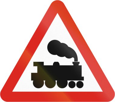 Uganda 'da yol işareti - Kapısı veya engeli olmayan seviye geçişi.