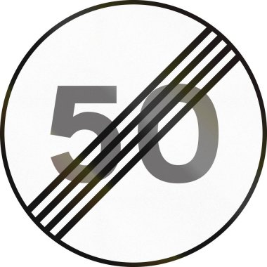 Uganda 'da düzenleyici yol işareti - Hız limitinin sonu 50 kmh.