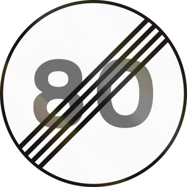 Uganda 'da düzenleyici yol işareti - Hız limitinin sonu 80 kmh.