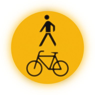 Almanya 'da trafik işaretleri kullanılır - Yayalara ve bisikletlere dikkat edin.