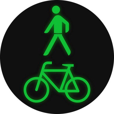 Almanya 'da trafik ışığı - yayalar ve bisikletler için yeşil trafik ışığı.