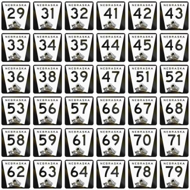 Amerika Birleşik Devletleri'nde kullanılan Nebraska rota kalkanlar topluluğu.