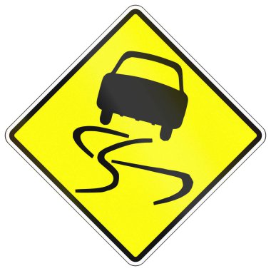 Kamboçya 'da yol uyarısı - Kaygan yol.