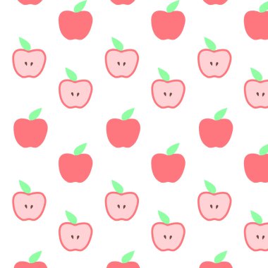 Kırmızı elmalı kusursuz vektör el çizimi. Kağıt, kapak, kumaş, ev dekorasyonu ve diğer amaçlar için tasarlandı. Vektör illüstrasyonu.