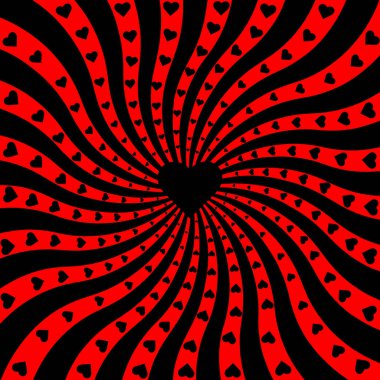 Kalpli kırmızı siyah radyal yıldız patlaması arkaplanı. Reklam arkaplanı ya da baskı için soyut geometrik duvar kağıdı posteri. Dekoratif şablon. Vektör illüstrasyonu.