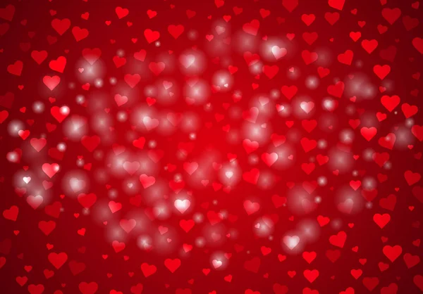 Sevgililer Günü Için Parlak Kırmızı Vektör Arkaplanı Kalpler Röfleli Düğün — Stok Vektör