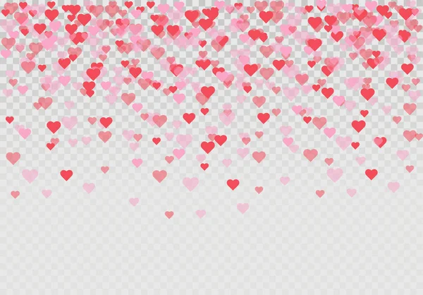 Valentine Background Hearts Falling Transparent Border Design Element Festive Banner — Stock Vector