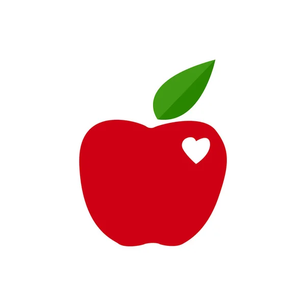 Roztomilé Červené Čerstvé Jablko Bílým Srdce Vhodné Pro Nástěnné Umění — Stockový vektor