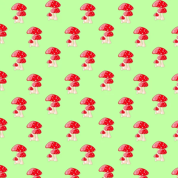 天野蘑菇图案 无缝图案与蘑菇 纺织品 包装材料 包装材料等的植物学设计 矢量说明 — 图库矢量图片