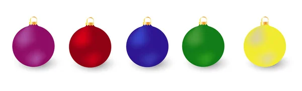 冷杉的圣诞玩具 一套白色背景的圣诞球 矢量说明 — 图库矢量图片