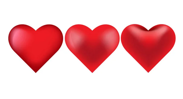 Kırmızı Kalpler Beyaz Arka Planda Izole Edilmiş Aşk Düğün Sevgililer — Stok Vektör
