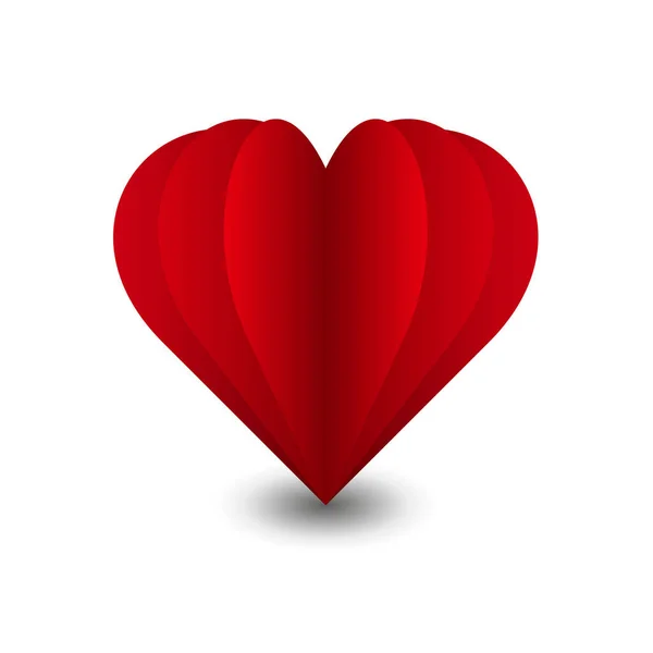 Rött Papper Hjärta Isolerad Vit Bakgrund Happy Valentines Dag Hälsningskort — Stock vektor