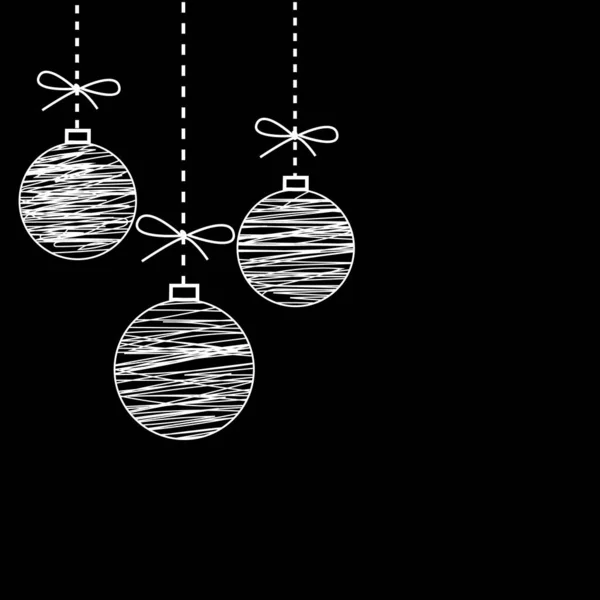 Met Hand Getekende Kerstballen Een Donkere Achtergrond Vakantie Achtergrond Vectorillustratie — Stockvector