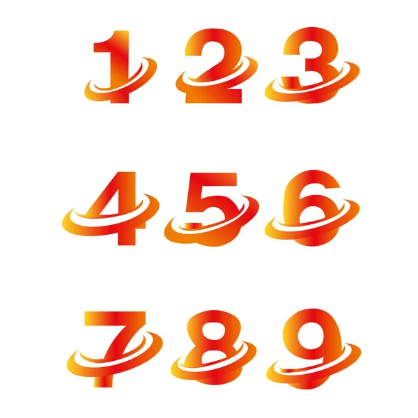 Sayılar Logo Belirledi Bir Iki Dört Beş Altı Sekiz Dokuz — Stok Vektör