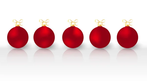Bolas Vermelhas Natal Com Reflexão Elementos Design Férias Ilustração Vetorial — Vetor de Stock