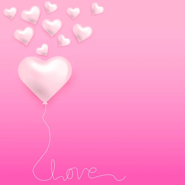 Romantický Banner Šablona Růžovými Srdci Pro Svatbu Nebo Valentines Svátky — Stockový vektor