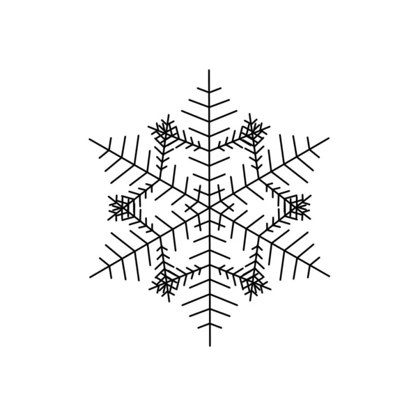 Sněhová Vločka Zima Černé Izolované Siluety Bílém Pozadí Vánoce Zimní — Stockový vektor