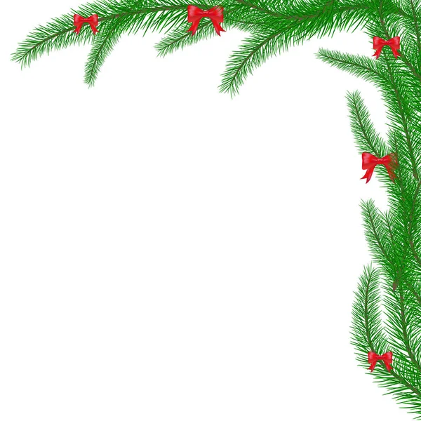 Рождественская Ветка Висячим Рождественским Луком Векторная Иллюстрация — стоковый вектор