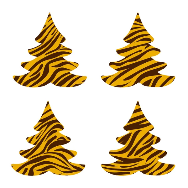 Arbre Noël Avec Tigre Imprimé Bonne Année 2022 Carte Vœux — Image vectorielle