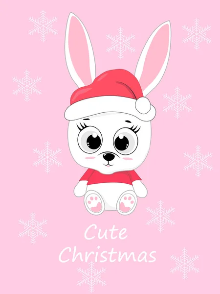 Рождественский Кролик Зимней Шляпе Свитере Новым Годом Рождеством Элемент Дизайна — стоковый вектор
