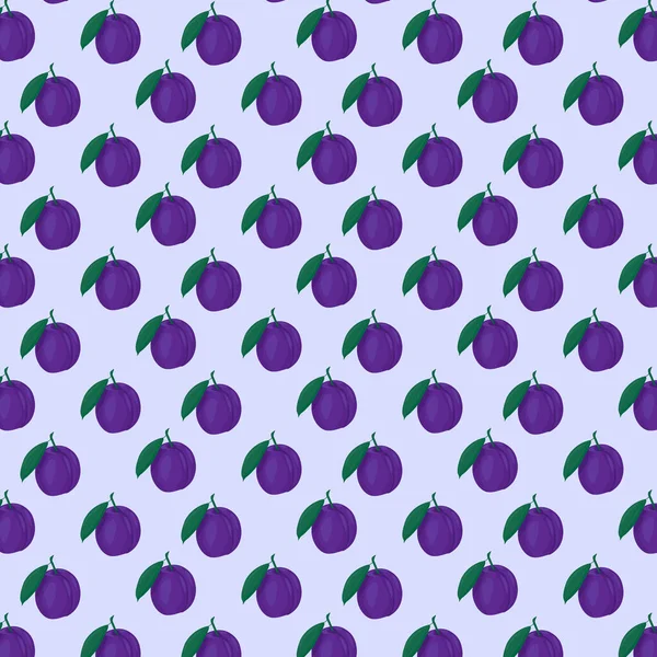Simple Colorful Seamless Pattern Fruit Plum Paper Cover Fabric Gift — Stock Vector