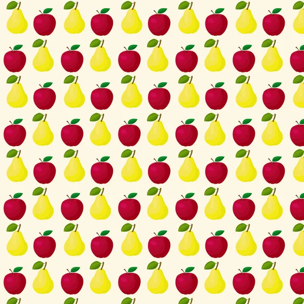 手描きのデザインで梨やリンゴとシームレスなパターン テキスタイル プリント ファブリック 背景のためのベクトルパターン — ストックベクタ