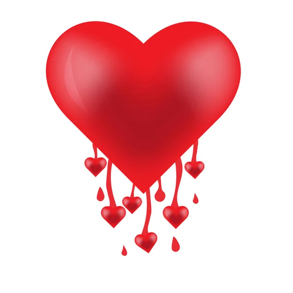 Rött Hjärta Form Med Färg Hjärtan Vit Bakgrund Hjärtat Symbol — Stock vektor