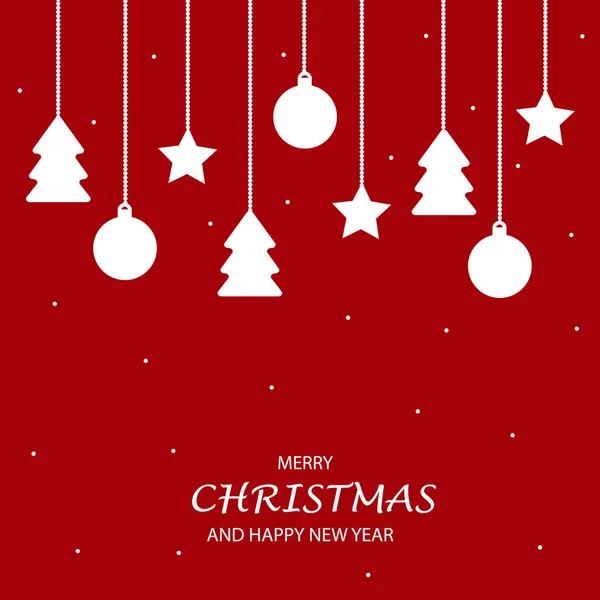 Tarjeta Felicitación Roja Navidad Con Varios Adornos Navidad Colgantes Ilustración Gráficos Vectoriales
