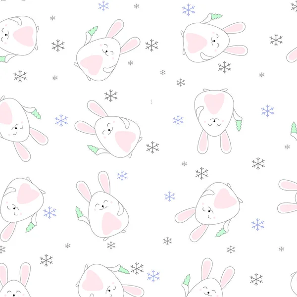 兔子的图案很可爱 是中国新年的象征 包装纸 冬季祝福 网页背景 圣诞贺卡和新年贺卡 — 图库矢量图片