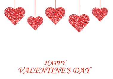 Beyaz arka planda parlak kırmızı kalpler. Sevgililer günü kartları, düğün davetiyeleri, parti posterleri ve el ilanları için harika. Sevgililer Günü Kartı İllüstrasyonu.