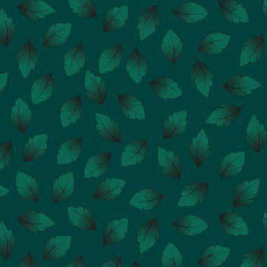 Gradient green Leaf Seamless Pattern. Asset for stamp, flourish design, pattern, cards, montage or collage,for print, web. Vector botanical illustration.