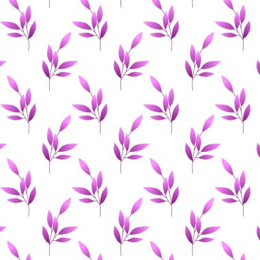 Branch with purple leaves pattern. For fabrics, background , wall paper, wrapping, poster or banner, cover or leaves. Vector illustration.
