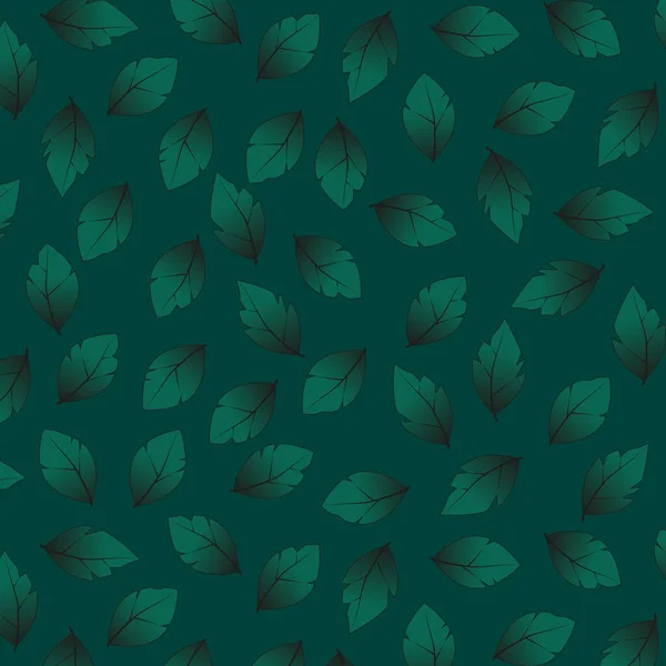 Gradient Green Leaf Seamless Pattern Asset Stamp Flourish Design Pattern — 图库矢量图片